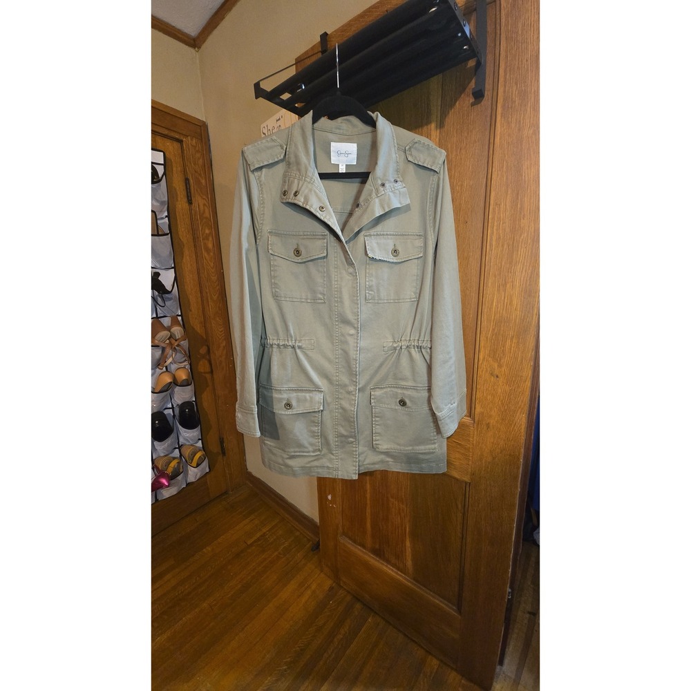 Jessica Simpson Sage Green Utility Jacket Snap Front Pockets 1X